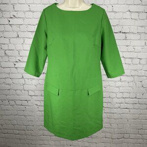 Maurini Green 3/4 Sleeve Unlined Zipped Shift Knee Length Dress Size Large L